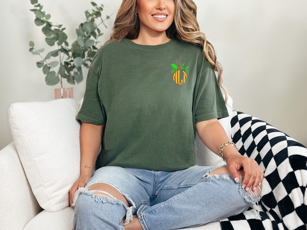 Pumpkin Monogram Comfort Colors T-shirt