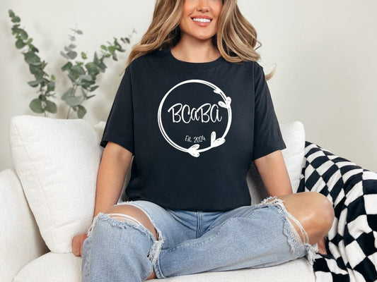 BCaBA Established Heart Circle T-Shirt Heather Mauve - Polkabean