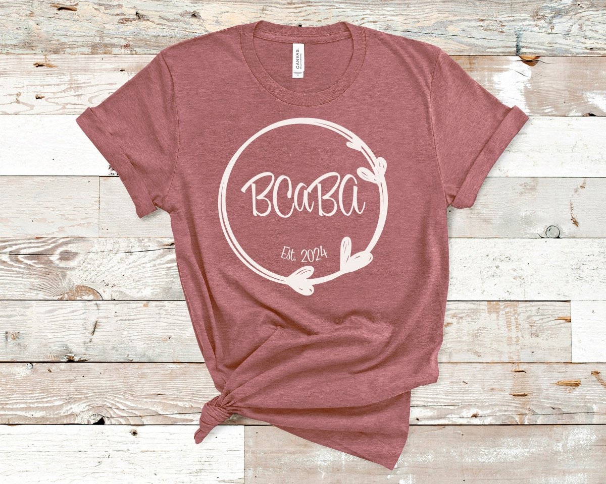 BCaBA Established Heart Circle T-Shirt Heather Mauve - Polkabean