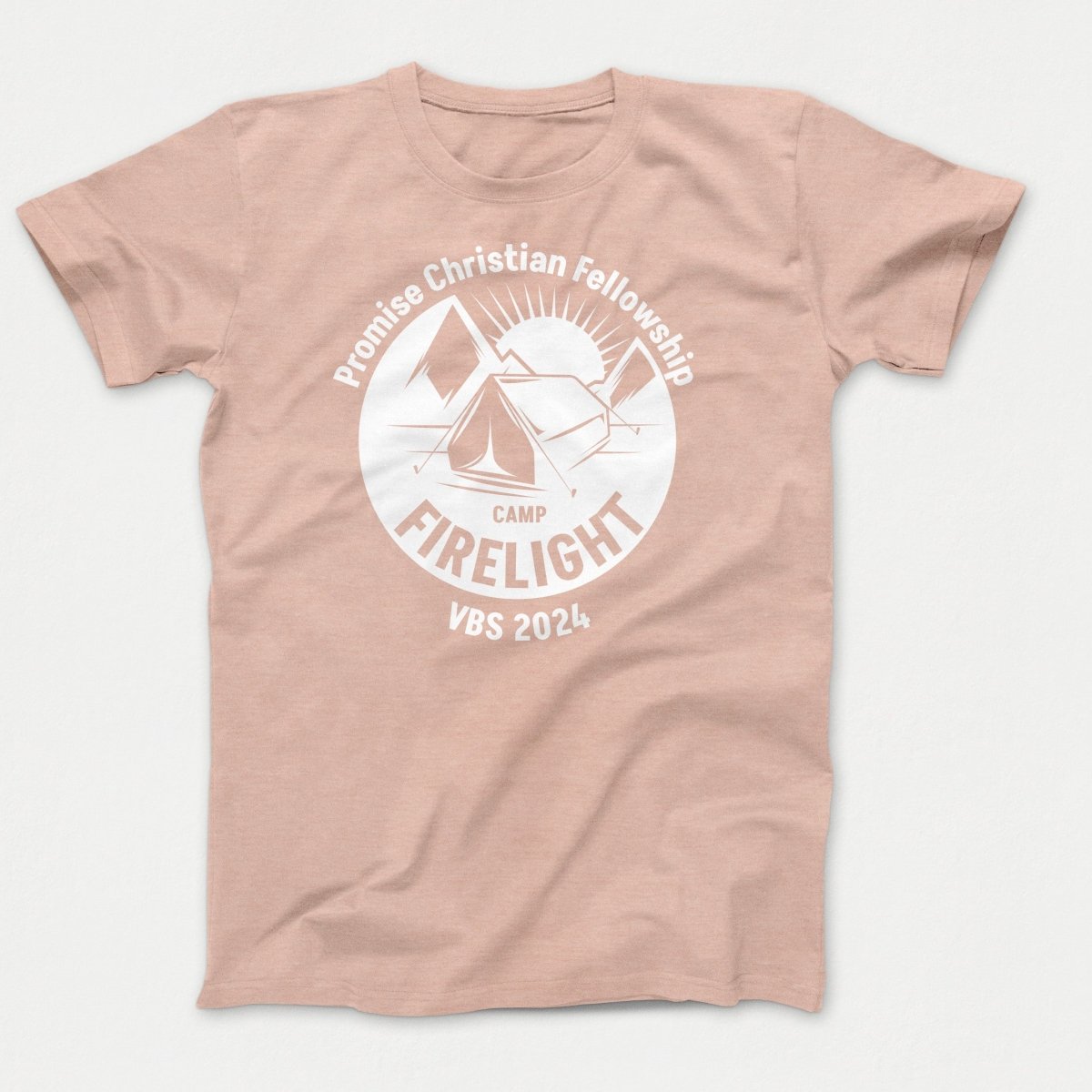 Camp Firelight VBS Shirts - Campground - Adult Shirts Heather Dusty Peach - Polkabean