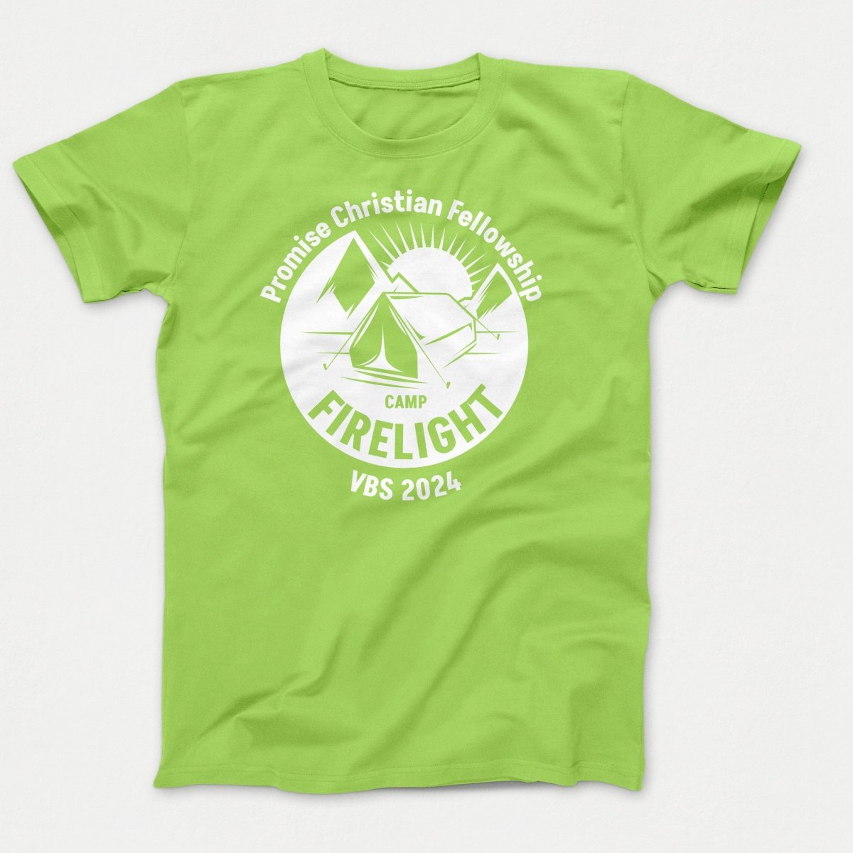 Camp Firelight VBS Shirts - Campground - Youth T-shirts Lime - Polkabean