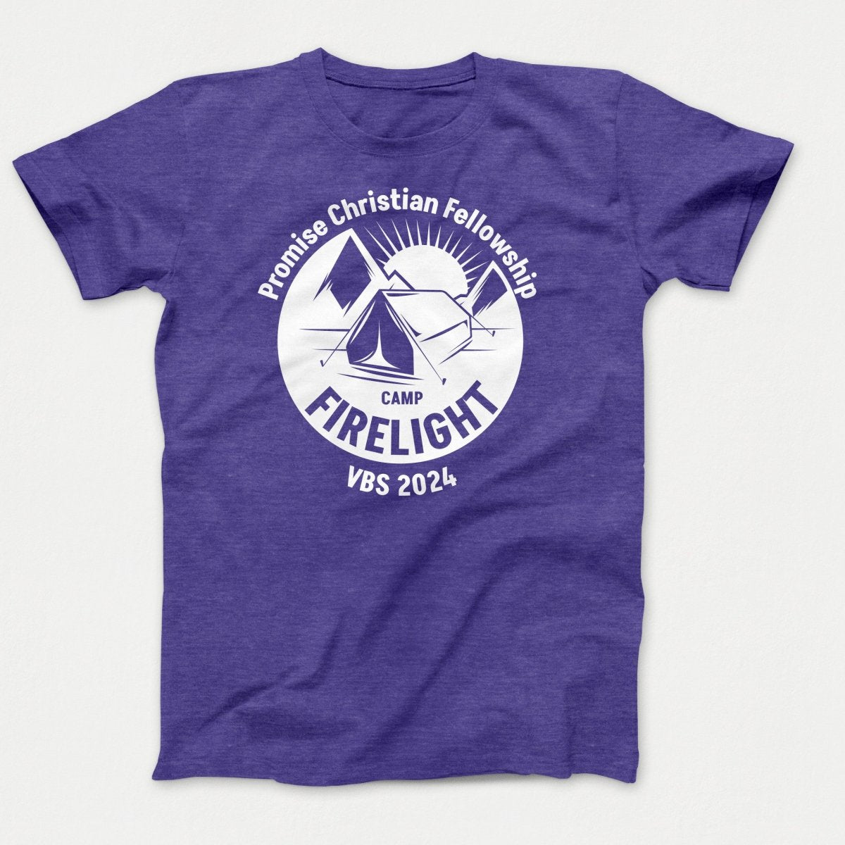 Camp Firelight VBS Shirts - Campground - Youth T-shirts Heather Purple - Polkabean