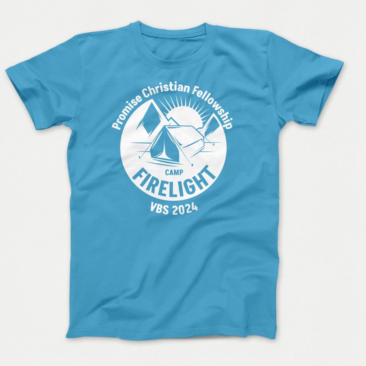 Camp Firelight VBS Shirts - Campground - Youth T-shirts Aquatic Blue - Polkabean