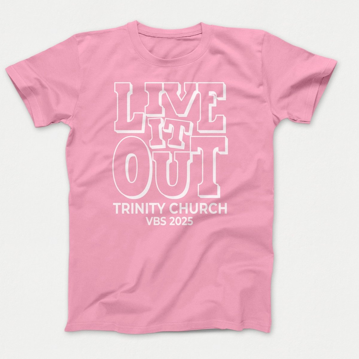Live it Out VBS Shirts - Adult T-shirts Candy Pink - Polkabean