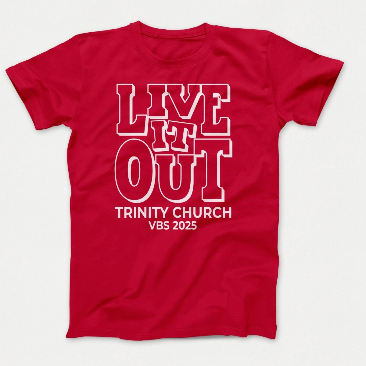 Live it Out VBS Shirts - Adult T-shirts Red - Polkabean
