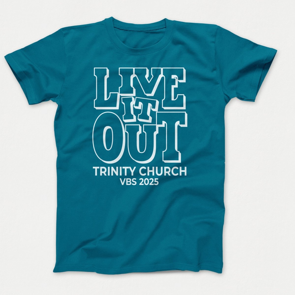 Live it Out VBS Shirts - Adult T-shirts Teal - Polkabean