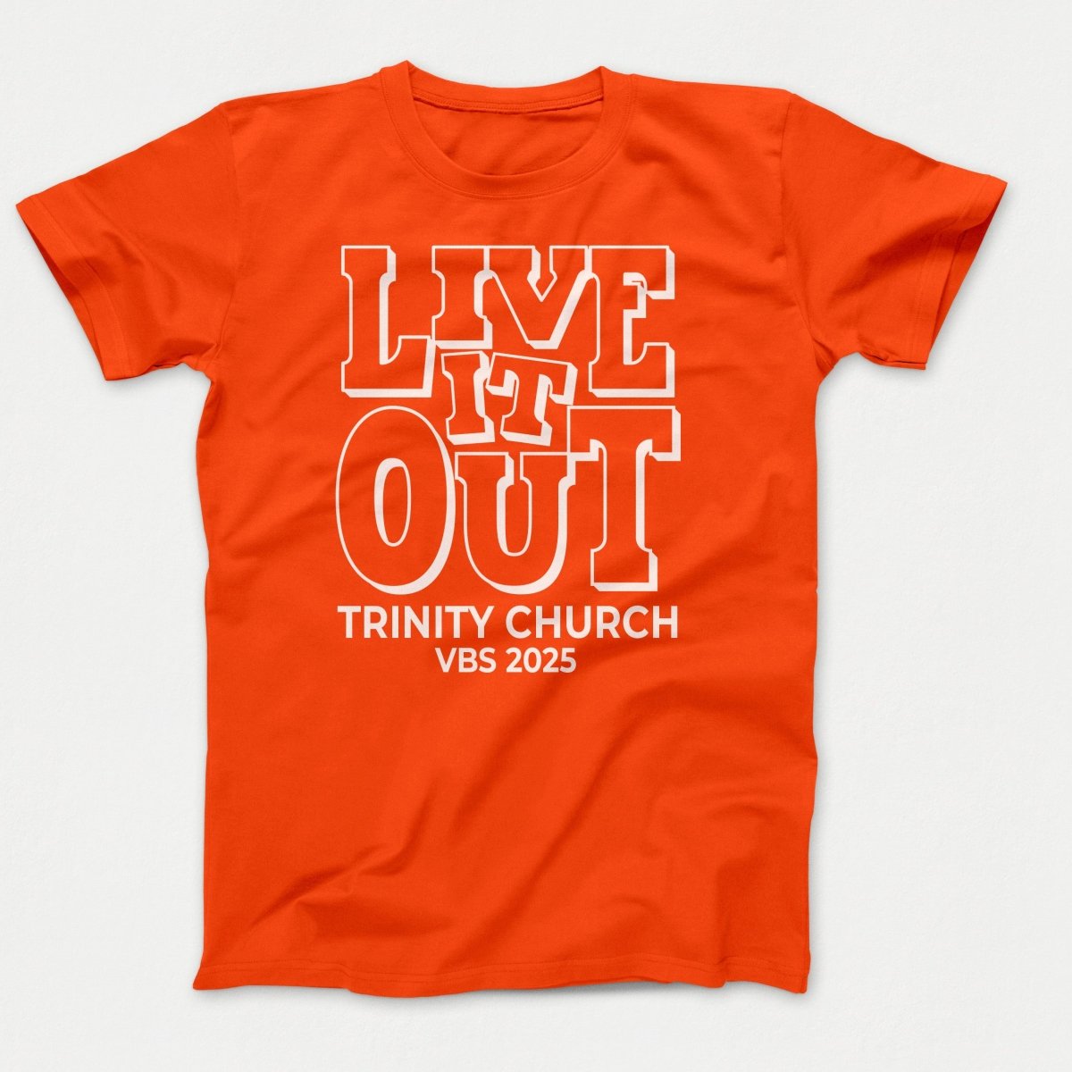 Live it Out VBS Shirts - Adult T-shirts Orange - Polkabean