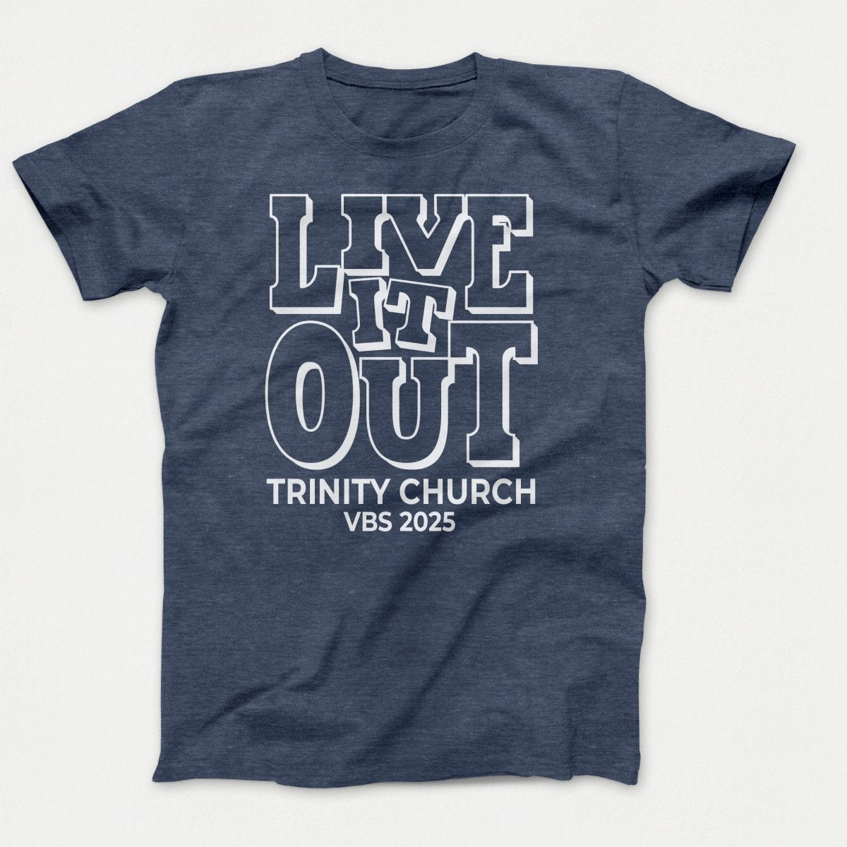 Live it Out VBS Shirts - Youth T-shirts Heather Navy - Polkabean