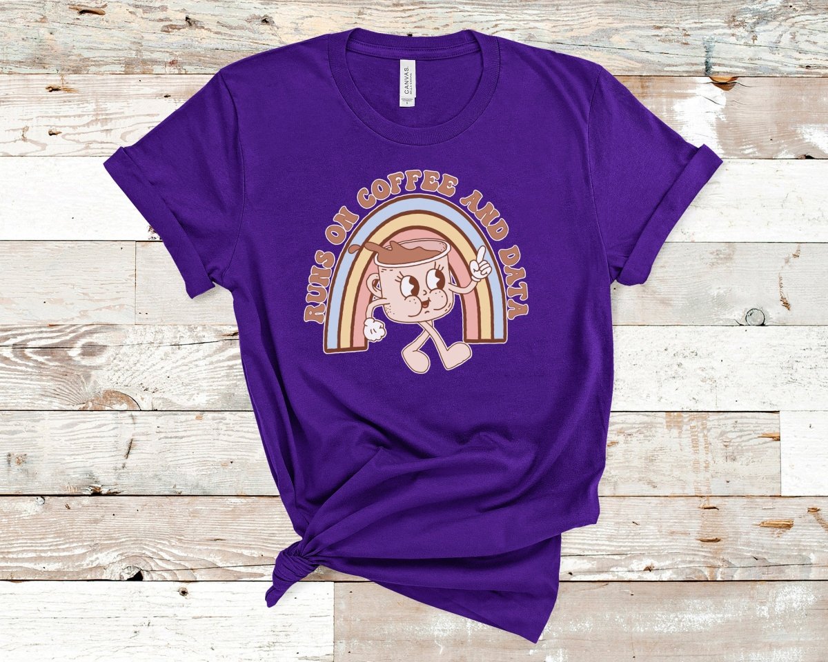 Runs on Coffee and Data Retro ABA Shirt Team Purple - Polkabean