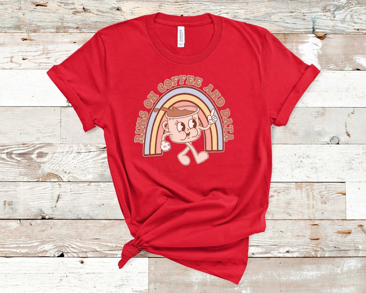 Runs on Coffee and Data Retro ABA Shirt Red - Polkabean