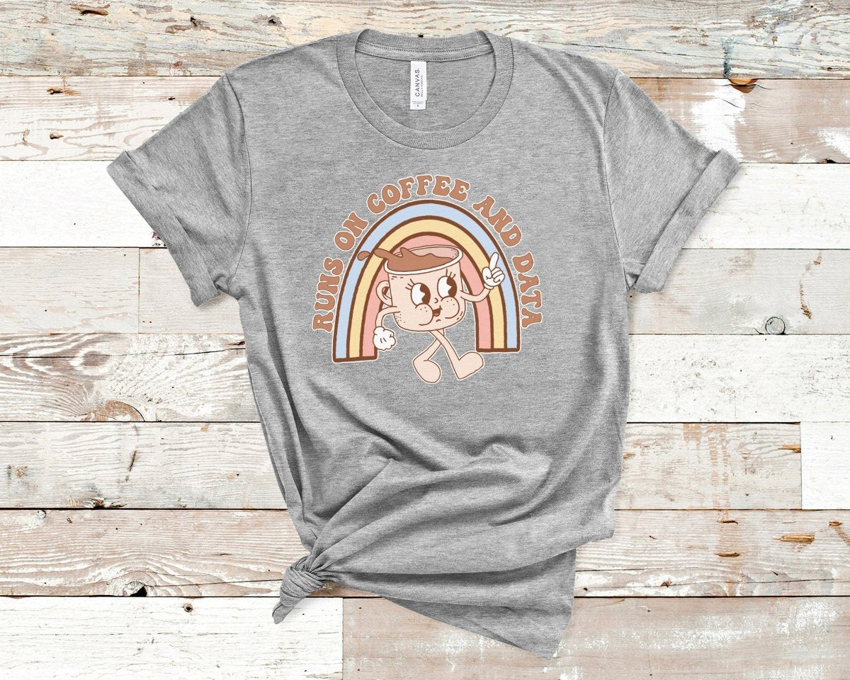 Runs on Coffee and Data Retro ABA Shirt Athletic Heather - Polkabean