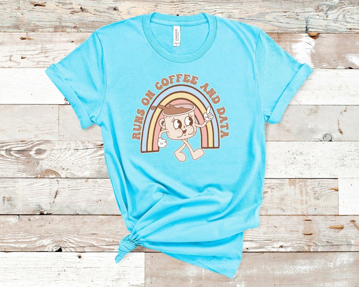 Runs on Coffee and Data Retro ABA Shirt Aqua - Polkabean