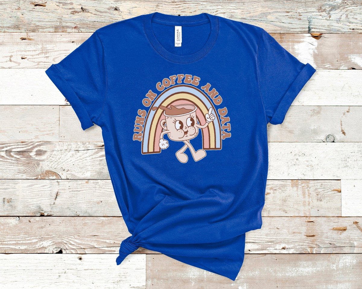 Runs on Coffee and Data Retro ABA Shirt True Royal - Polkabean