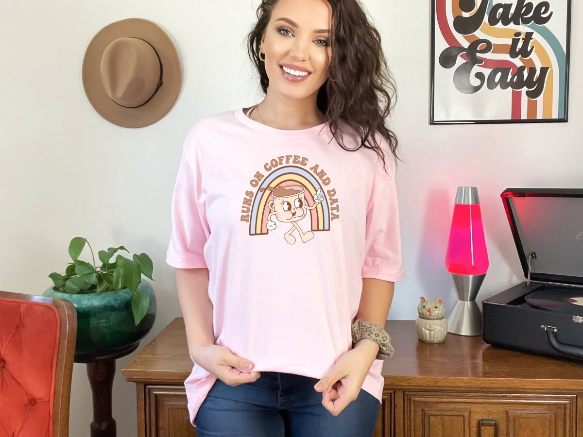 Runs on Coffee and Data Retro ABA Shirt Aqua - Polkabean