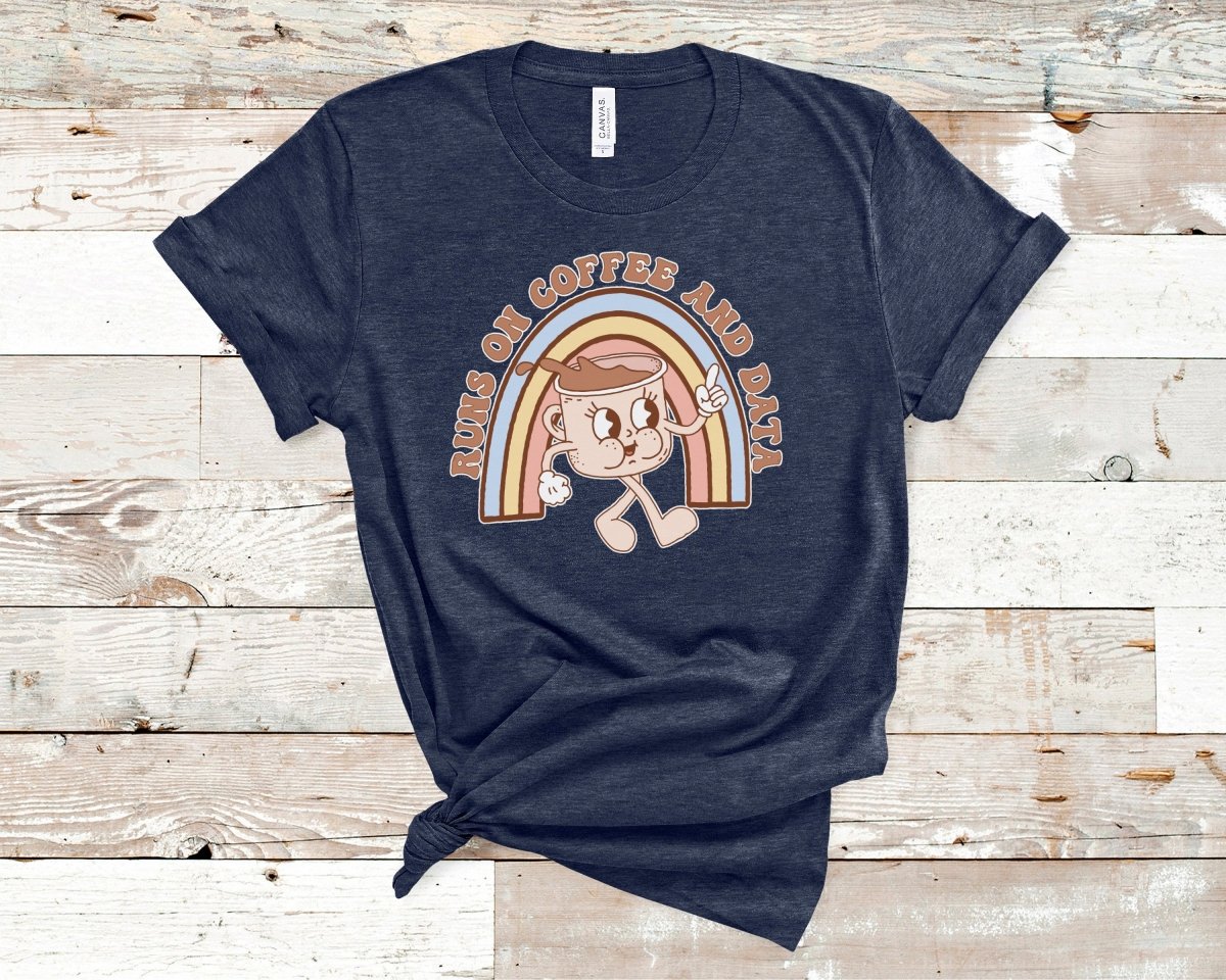 Runs on Coffee and Data Retro ABA Shirt Heather Navy - Polkabean