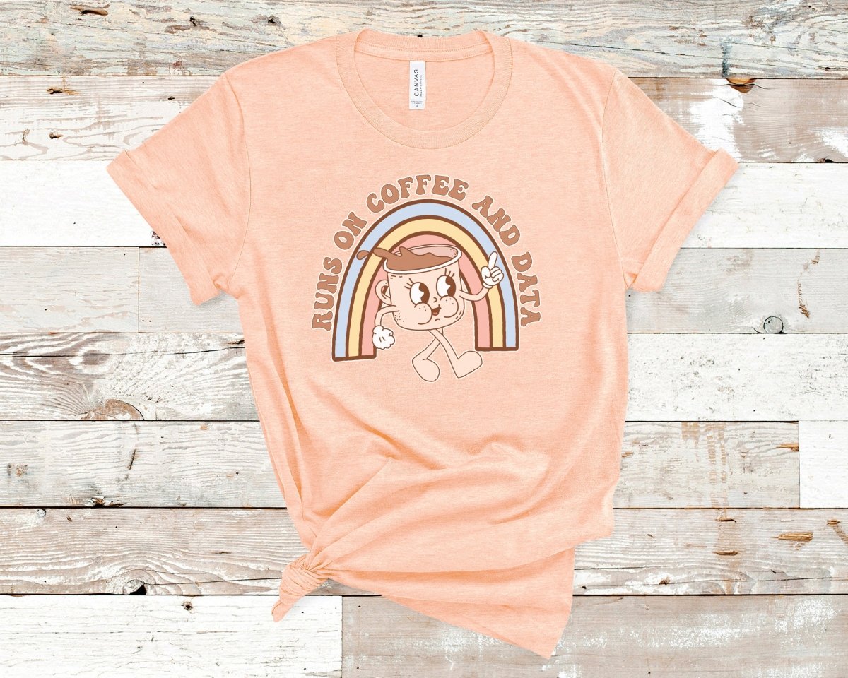 Runs on Coffee and Data Retro ABA Shirt Heather Peach - Polkabean