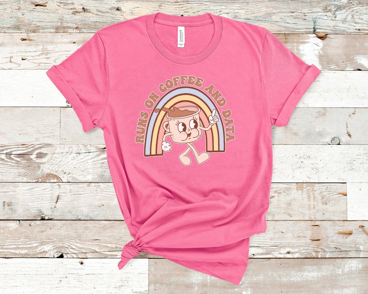 Runs on Coffee and Data Retro ABA Shirt Charity Pink - Polkabean