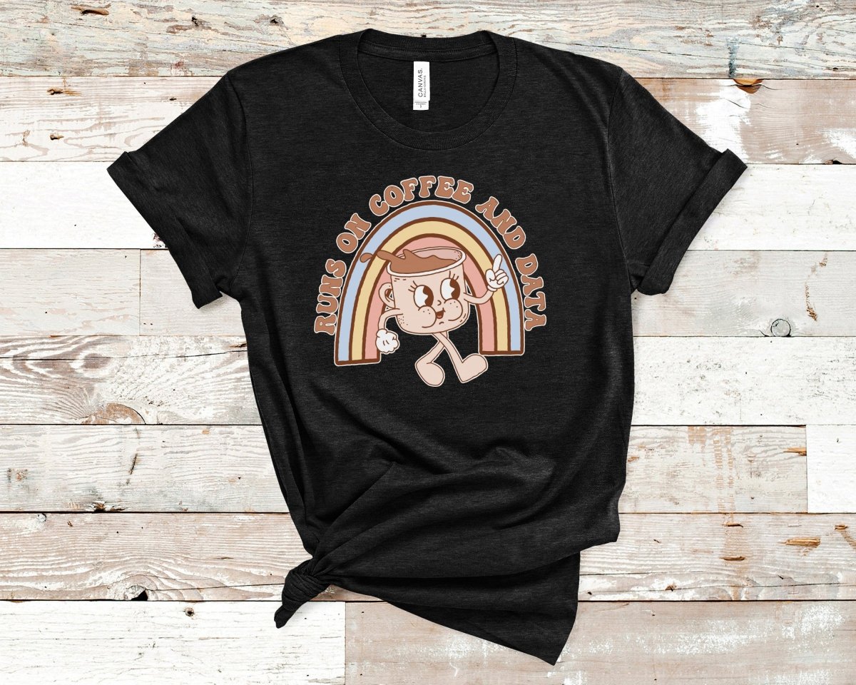 Runs on Coffee and Data Retro ABA Shirt Black Heather - Polkabean