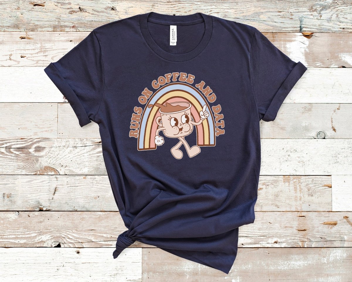Runs on Coffee and Data Retro ABA Shirt Navy - Polkabean