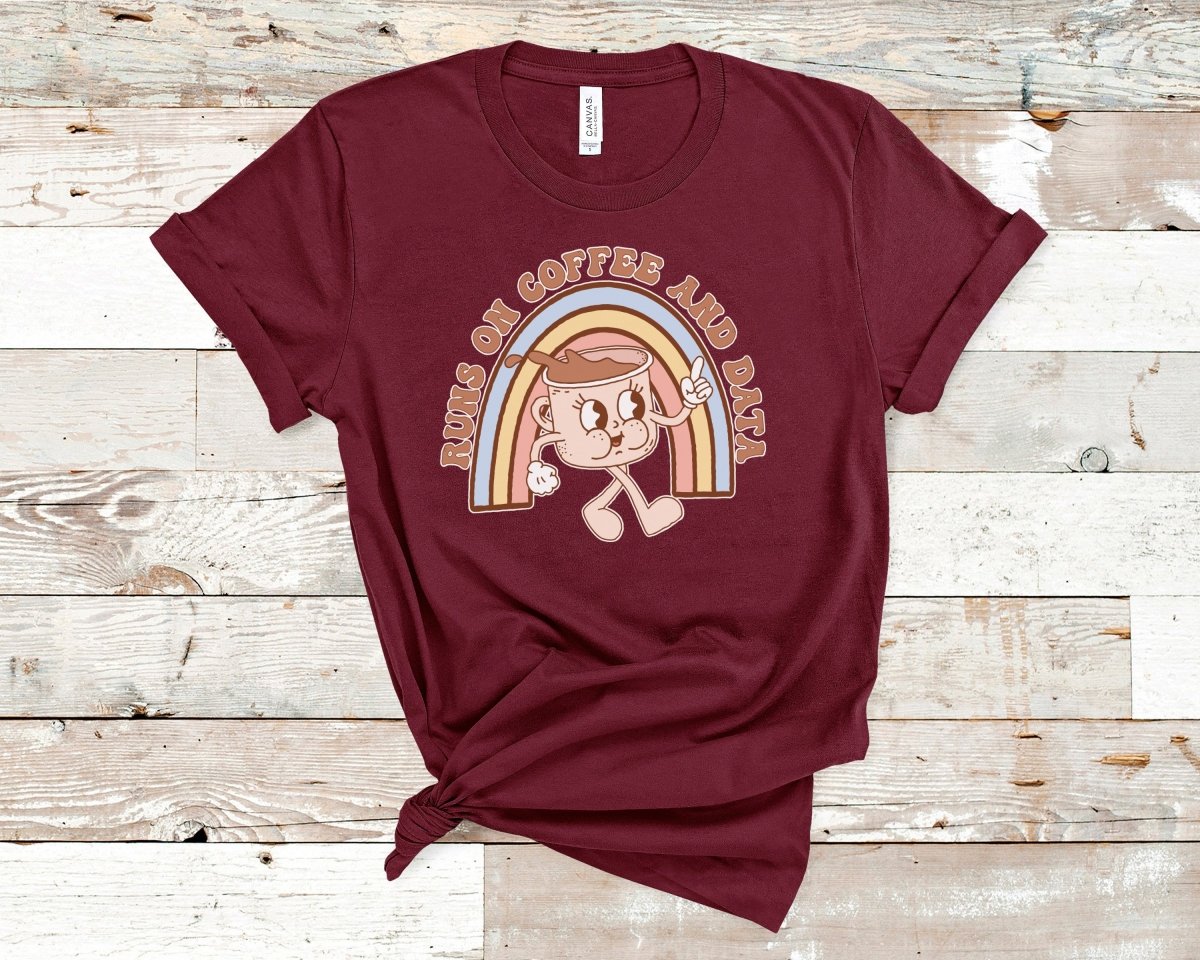 Runs on Coffee and Data Retro ABA Shirt Maroon - Polkabean