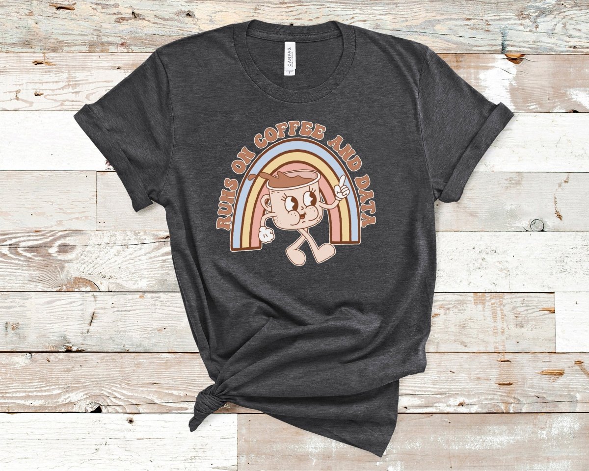 Runs on Coffee and Data Retro ABA Shirt Dark Grey Heather - Polkabean
