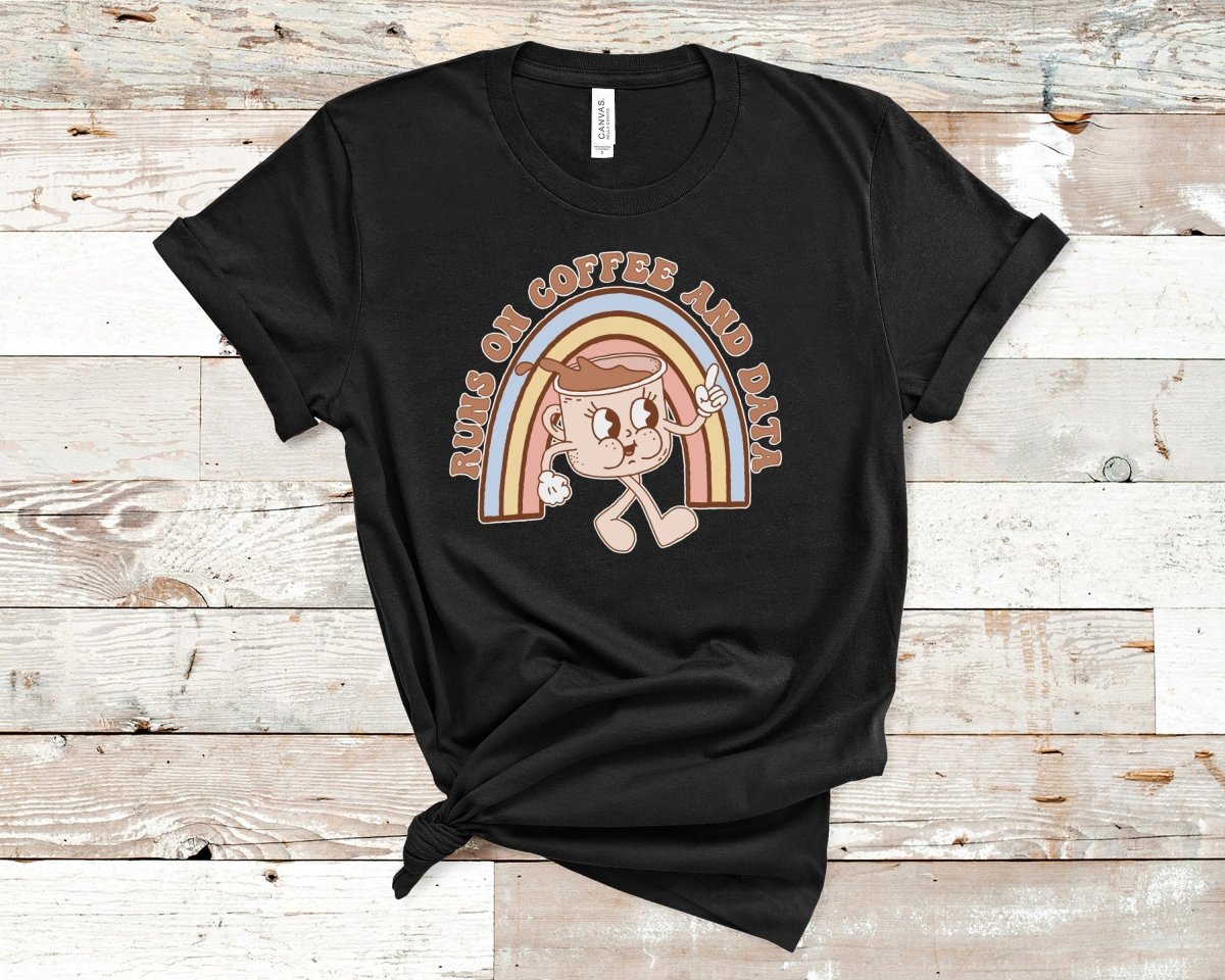 Runs on Coffee and Data Retro ABA Shirt Black - Polkabean