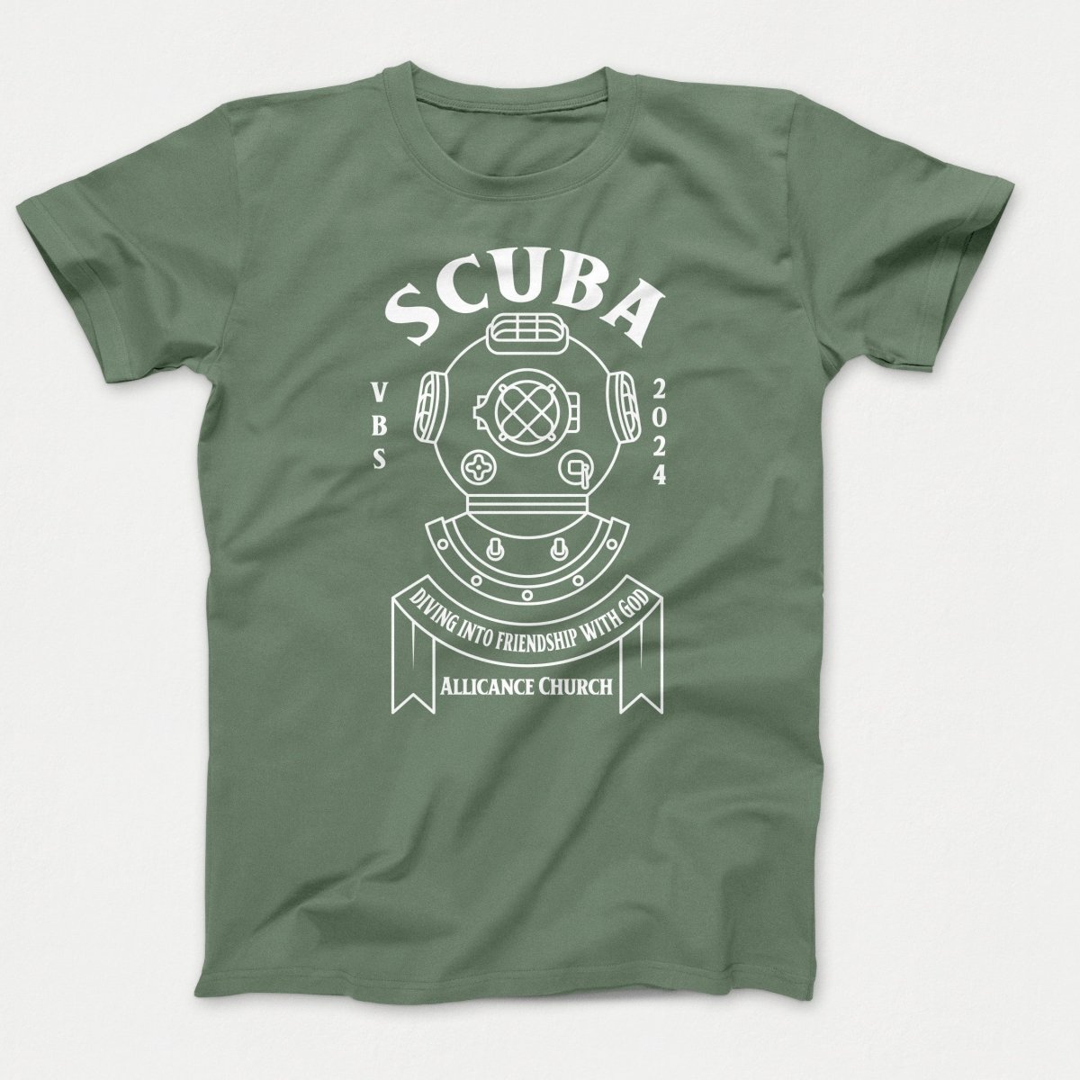 Scuba VBS Shirts - Diving Helmet - Adult T-shirts Laurel Green - Polkabean