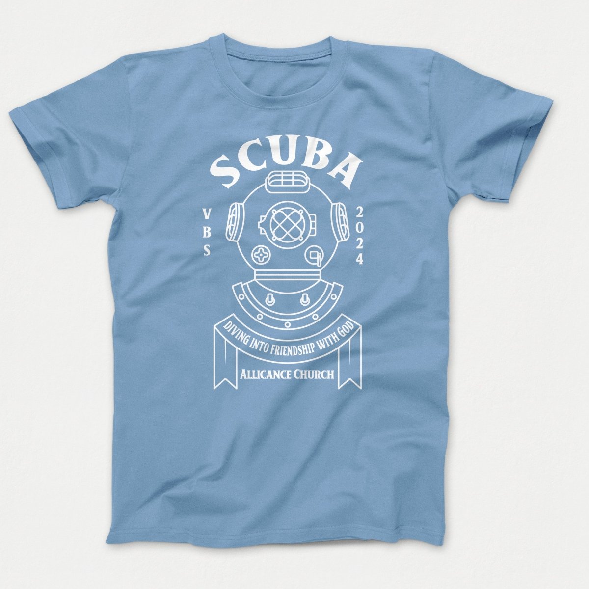 Scuba VBS Shirts - Diving Helmet - Adult T-shirts Tundra Blue - Polkabean