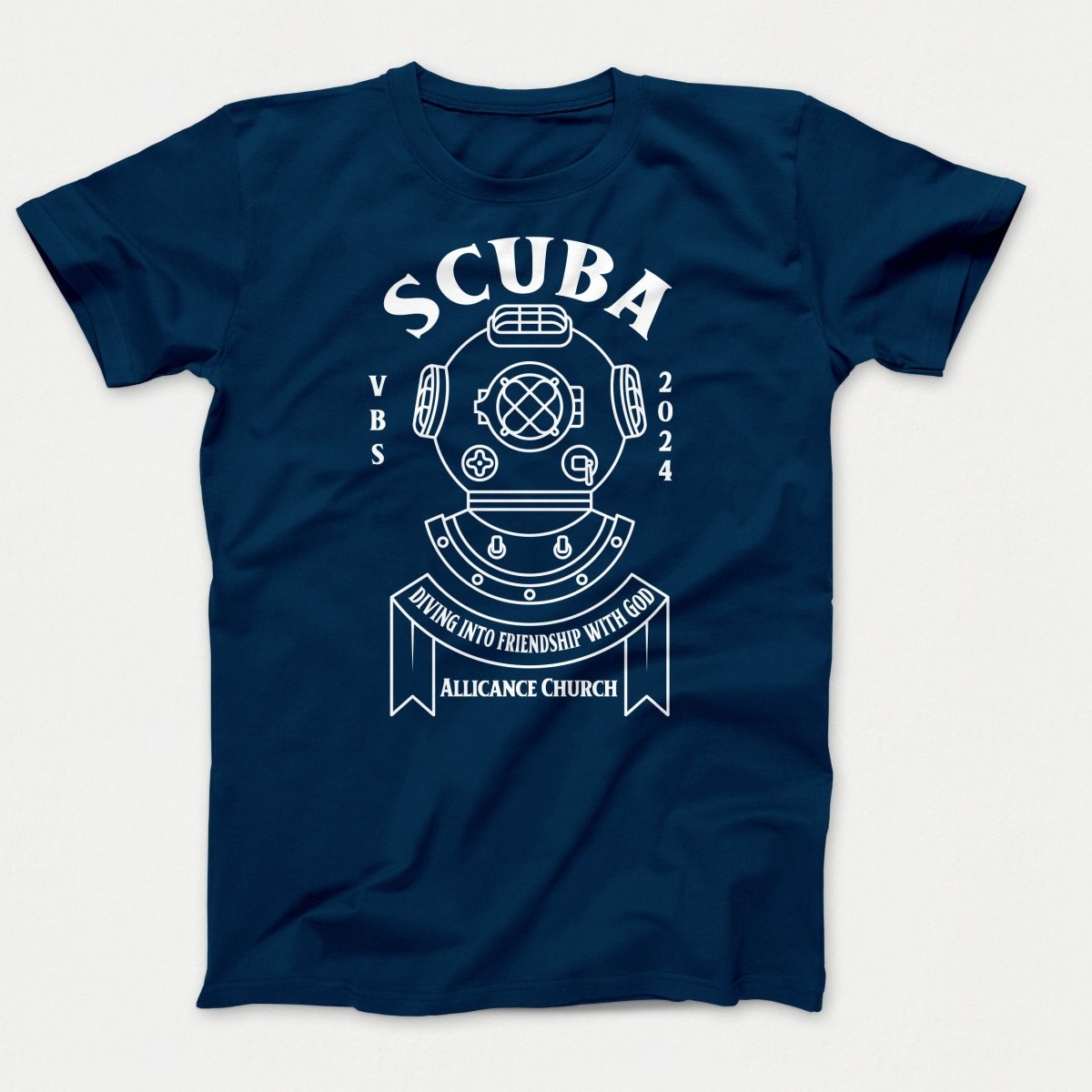 Scuba VBS Shirts - Diving Helmet - Adult T-shirts Neptune Blue - Polkabean