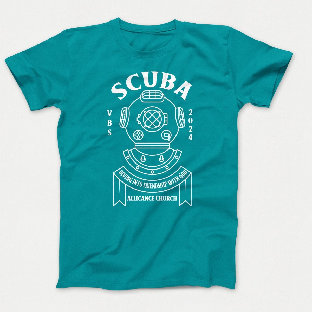 Scuba VBS Shirts - Diving Helmet - Youth T-shirts Bright Aqua - Polkabean