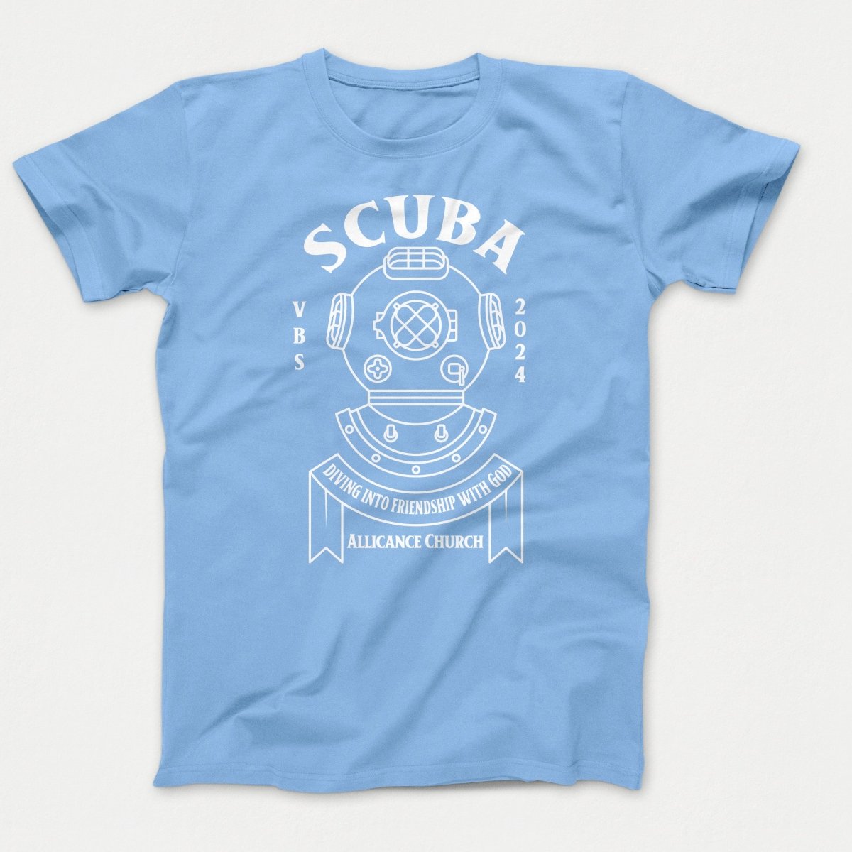 Scuba VBS Shirts - Diving Helmet - Youth T-shirts Light Blue - Polkabean