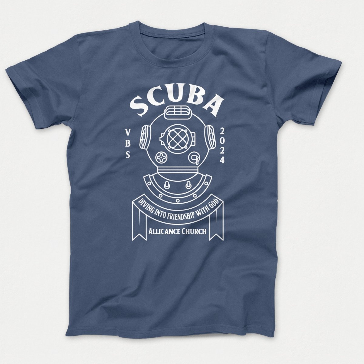 Scuba VBS Shirts - Diving Helmet - Youth T-shirts Steel Blue - Polkabean