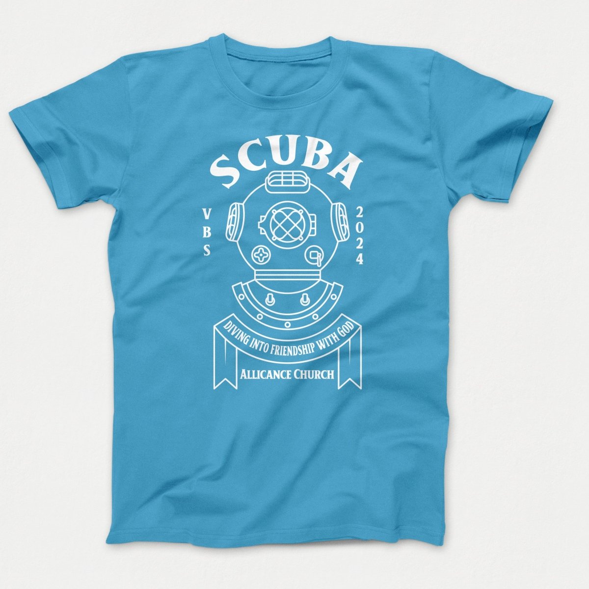 Scuba VBS Shirts - Diving Helmet - Youth T-shirts Aquatic Blue - Polkabean