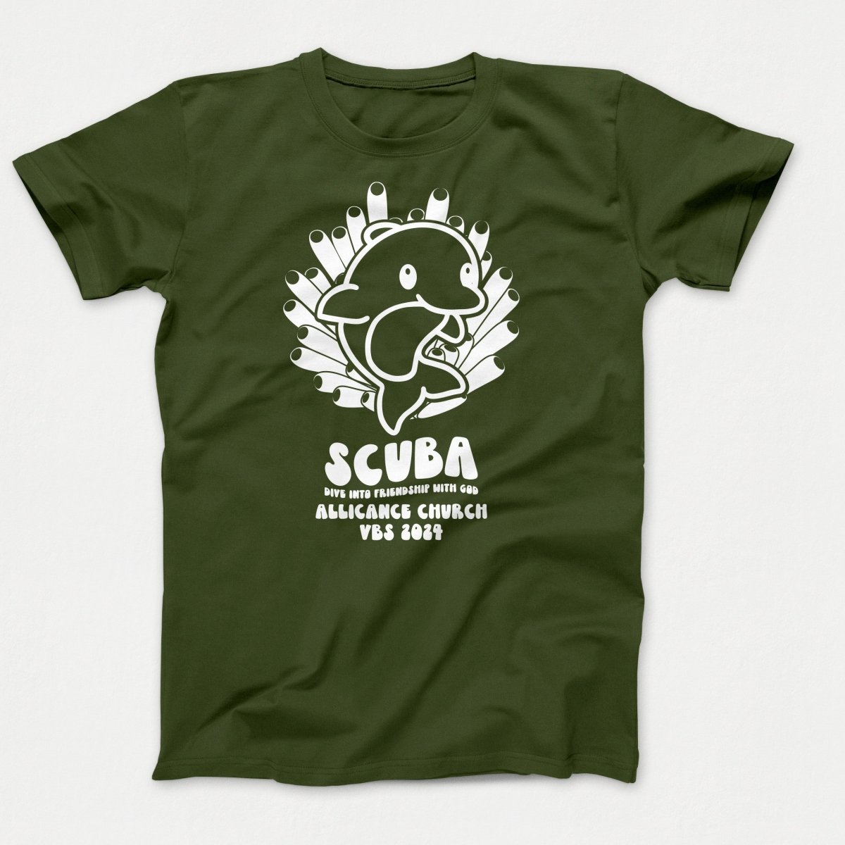 Scuba VBS Shirts - Dolphin - Adult T-shirts Olive - Polkabean