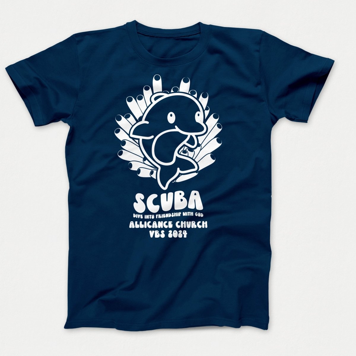 Scuba VBS Shirts - Dolphin - Adult T-shirts Neptune Blue - Polkabean