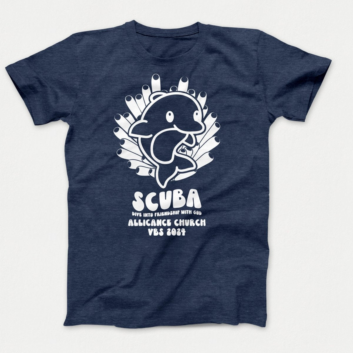 Scuba VBS Shirts - Dolphin - Adult T-shirts Heather Navy - Polkabean