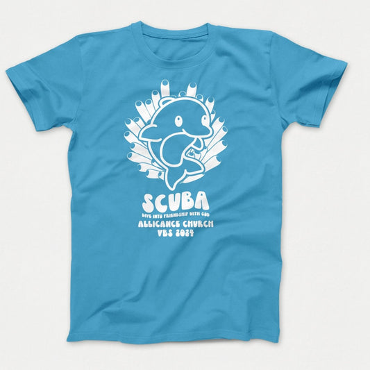 Scuba VBS Shirts - Dolphin - Adult T-shirts Aquatic Blue - Polkabean