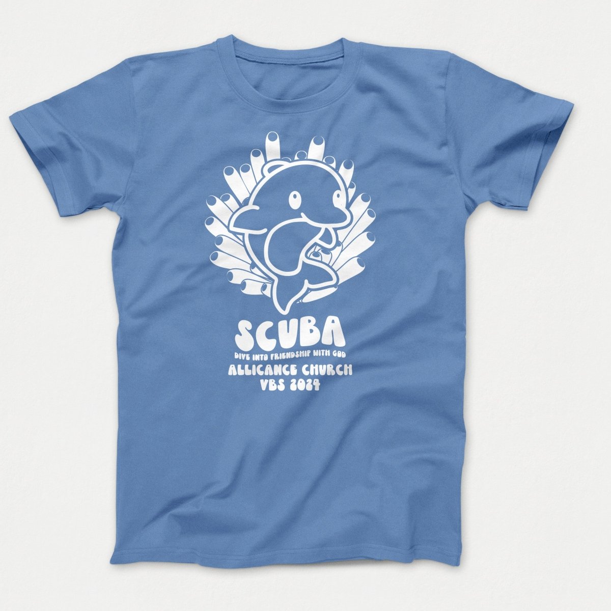 Scuba VBS Shirts - Dolphin - Adult T-shirts Carolina Blue - Polkabean