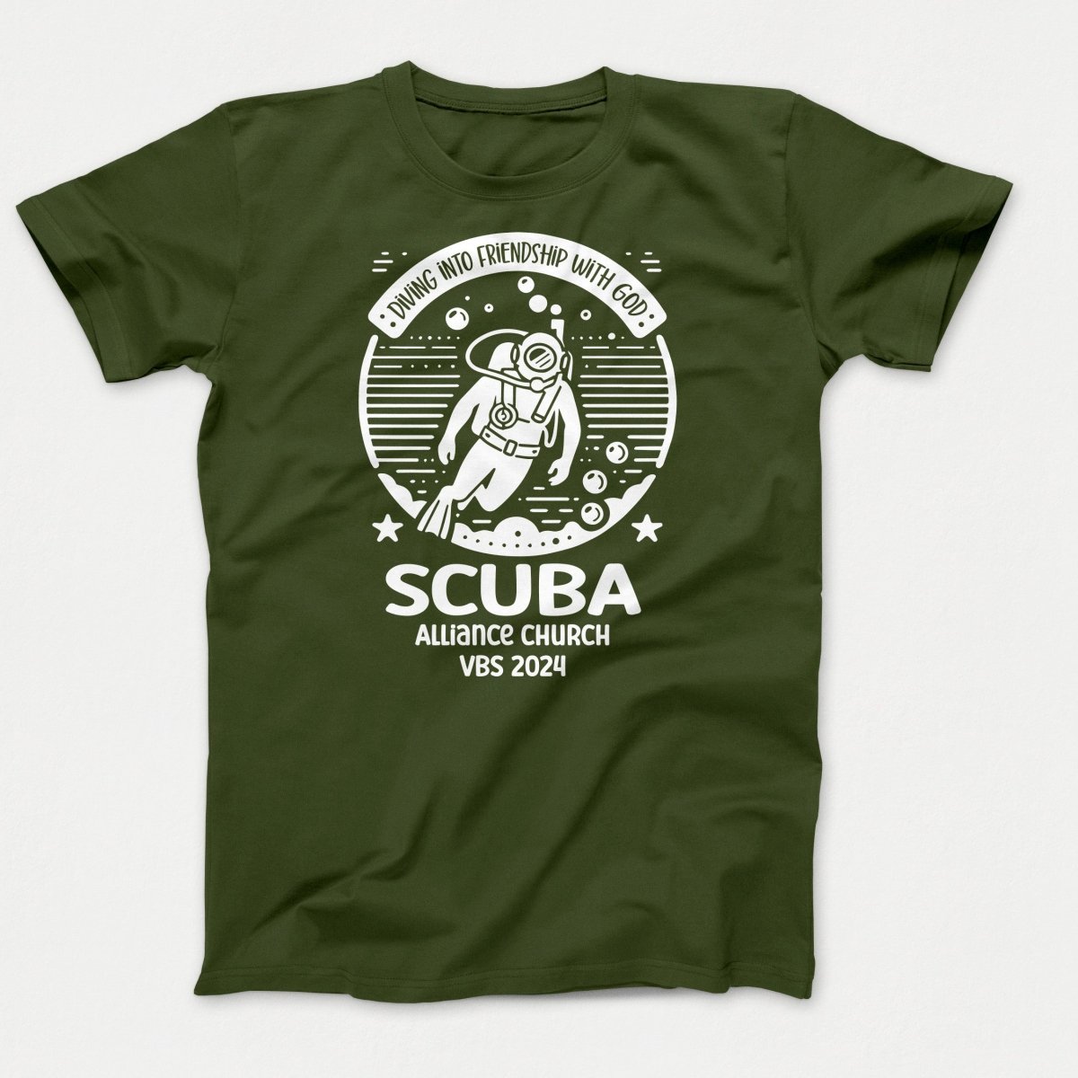 Scuba VBS Shirts - Scuba Diver - Adult T-shirts Olive - Polkabean