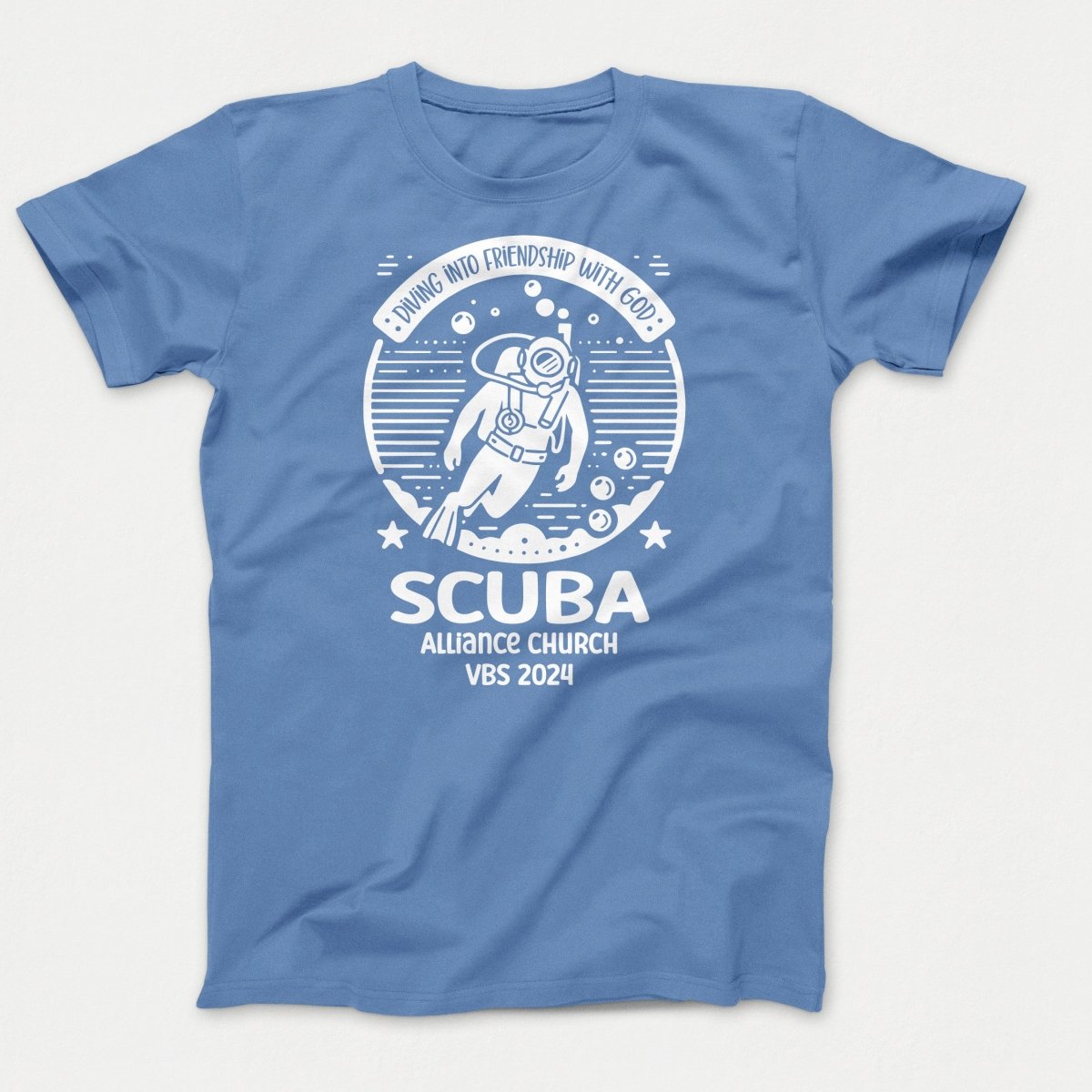 Scuba VBS Shirts - Scuba Diver - Adult T-shirts Carolina Blue - Polkabean