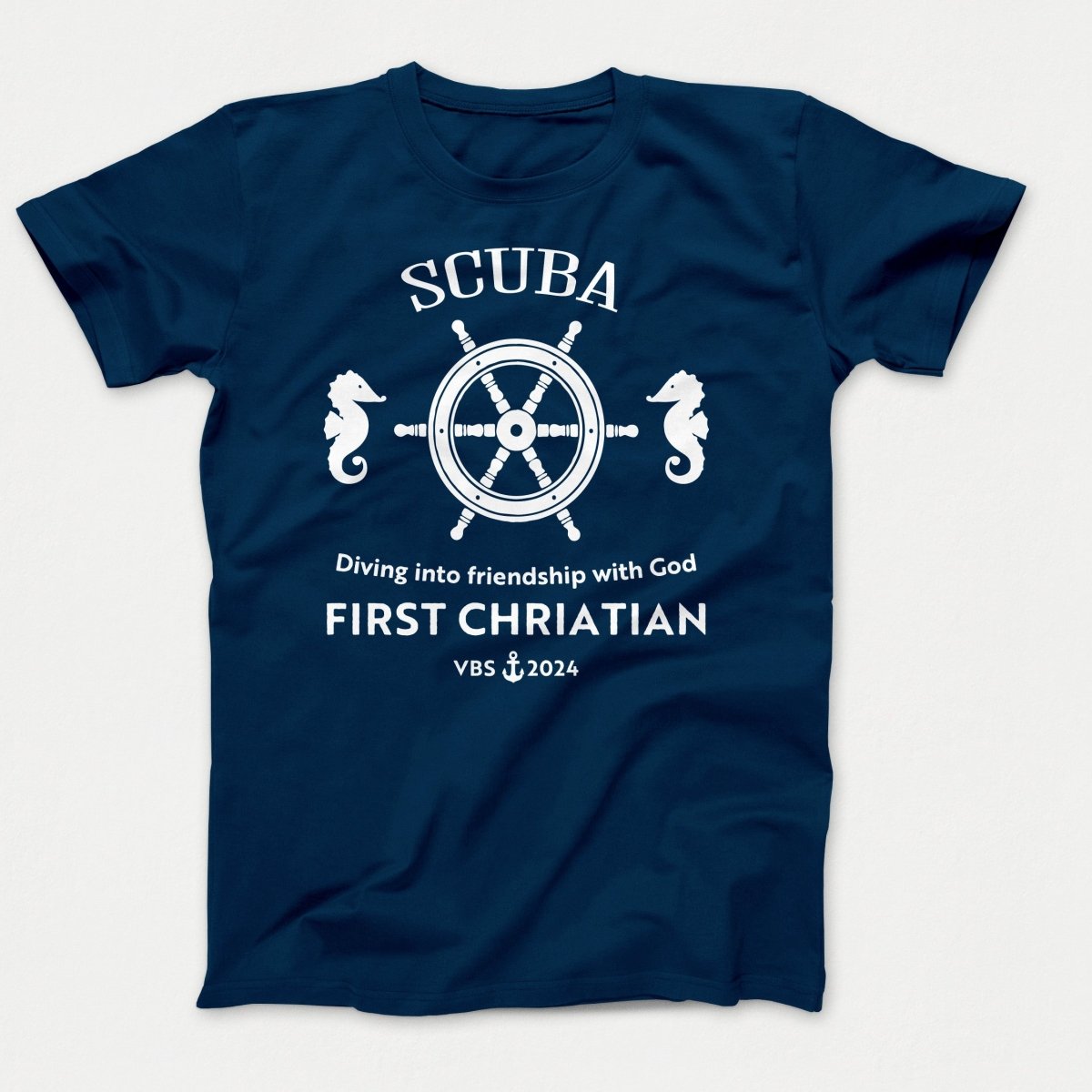 Scuba VBS Shirts - Seahorse - Adult T-shirts Neptune Blue - Polkabean