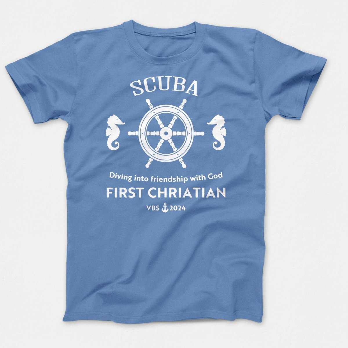 Scuba VBS Shirts - Seahorse - Adult T-shirts Carolina Blue - Polkabean