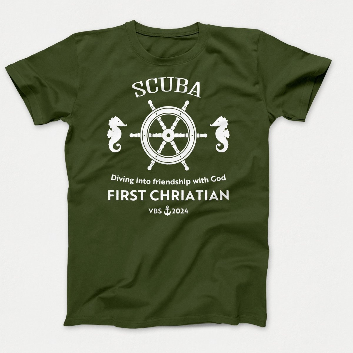Scuba VBS Shirts - Seahorse - Adult T-shirts Olive - Polkabean