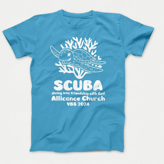 Scuba VBS Shirts - Turtle - Adult T-shirts Aquatic Blue - Polkabean
