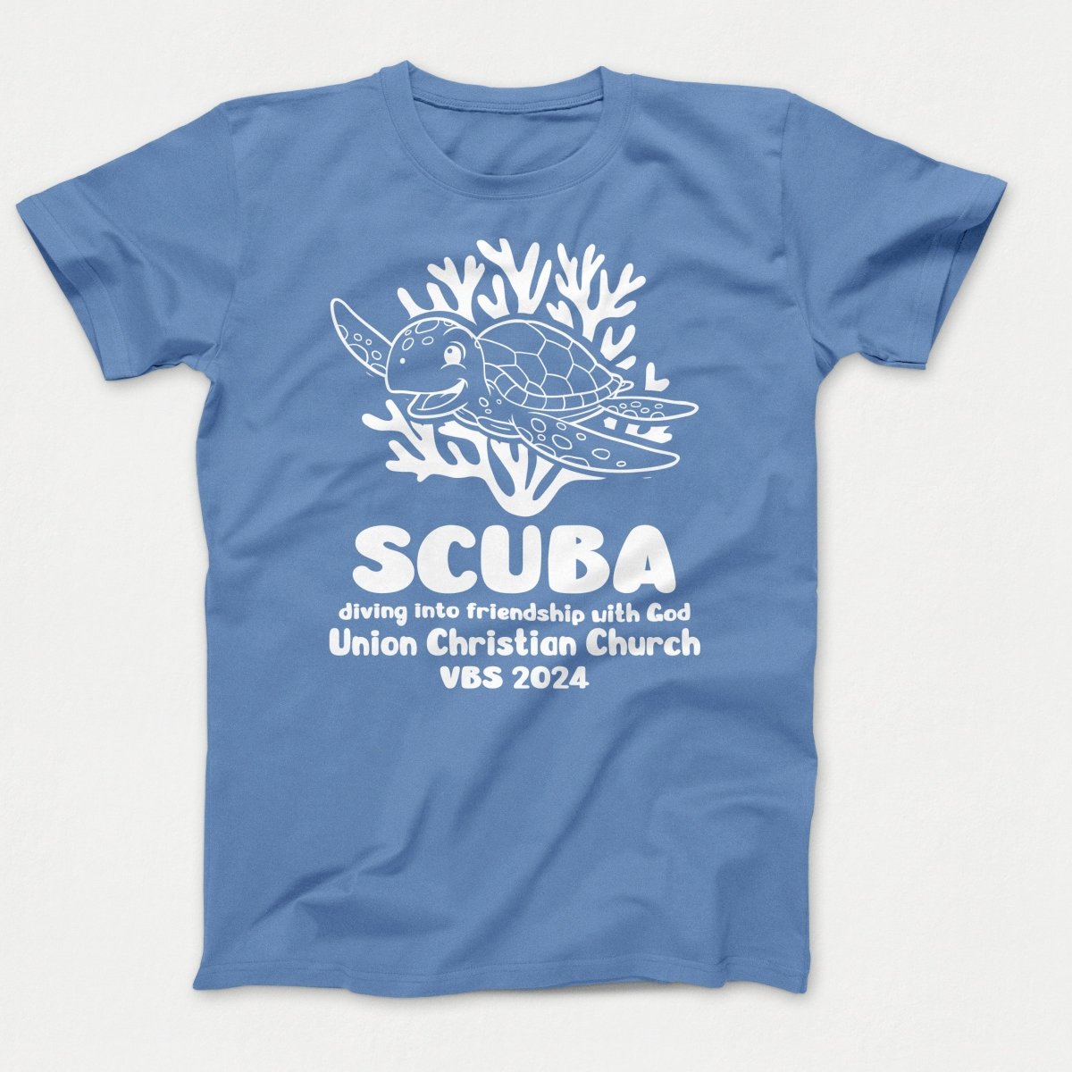 Scuba VBS Shirts - Turtle - Adult T-shirts Carolina Blue - Polkabean