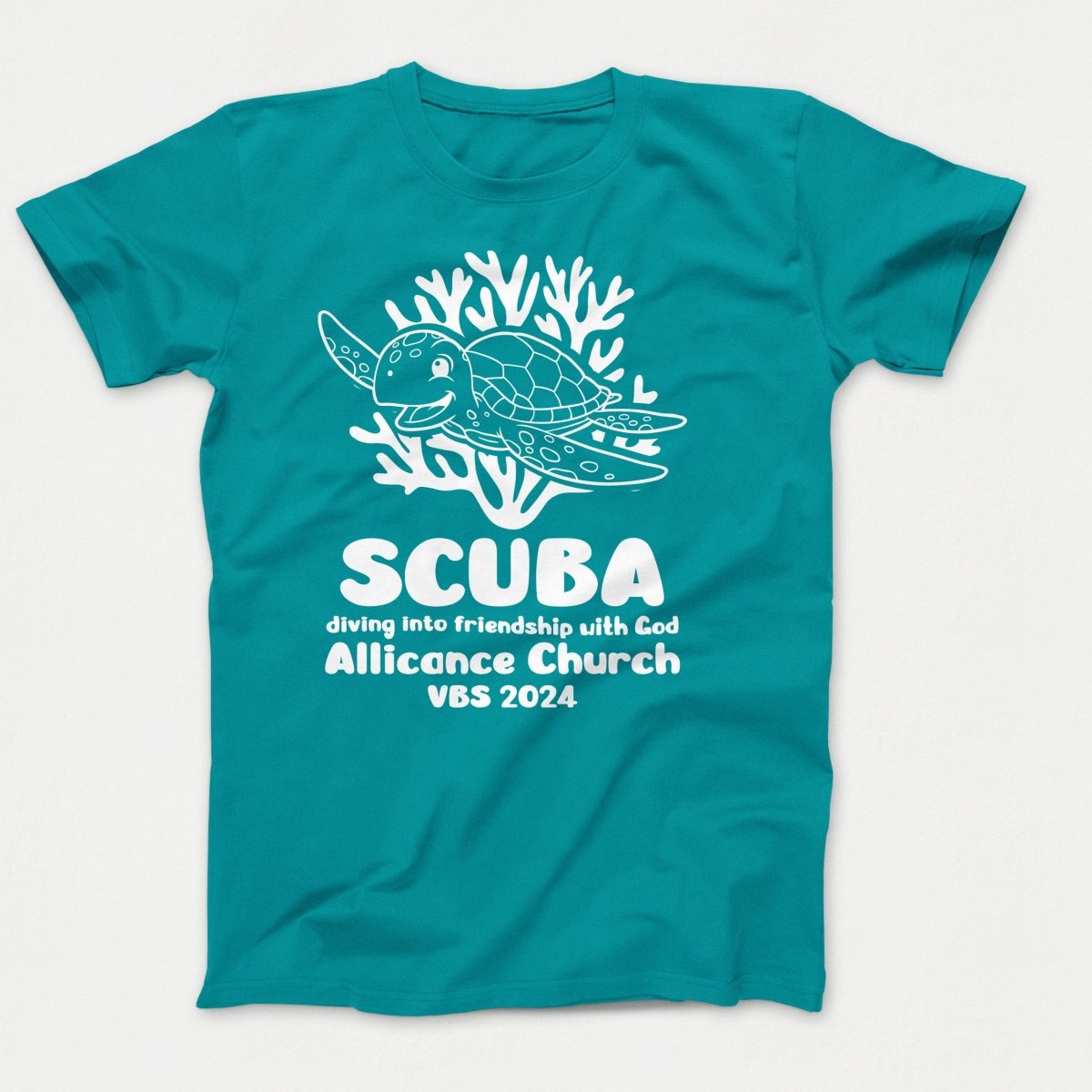 Scuba VBS Shirts - Turtle - Adult T-shirts Bright Aqua - Polkabean