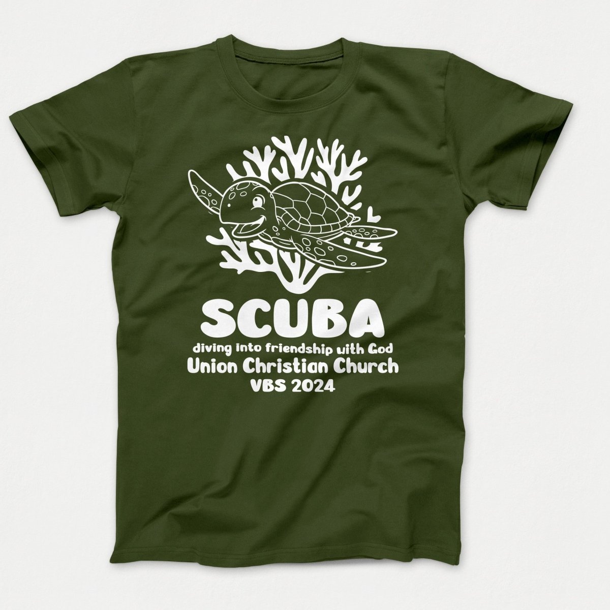 Scuba VBS Shirts - Turtle - Adult T-shirts Olive - Polkabean
