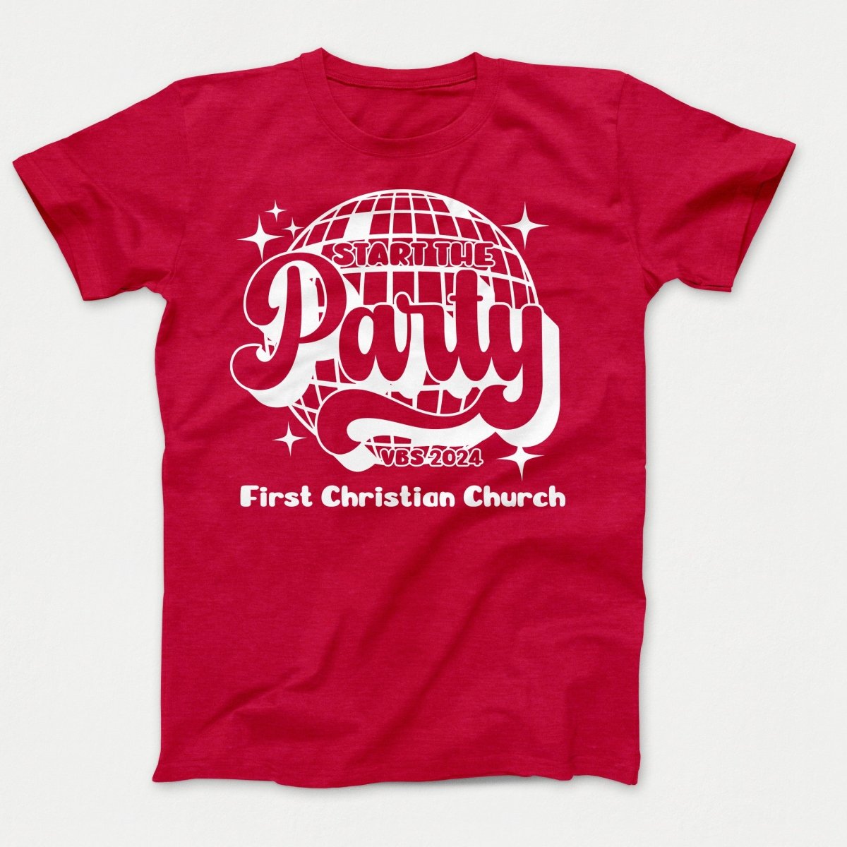 Start the Party VBS Shirts - Adult Sizes Heather Red - Polkabean