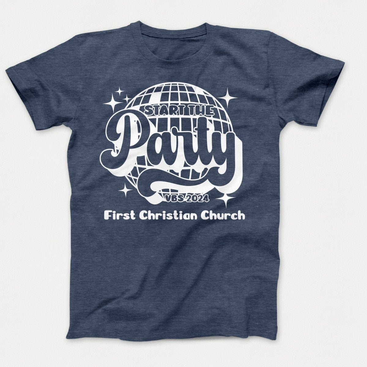 Start The Party VBS Shirts - Youth Heather Navy - Polkabean