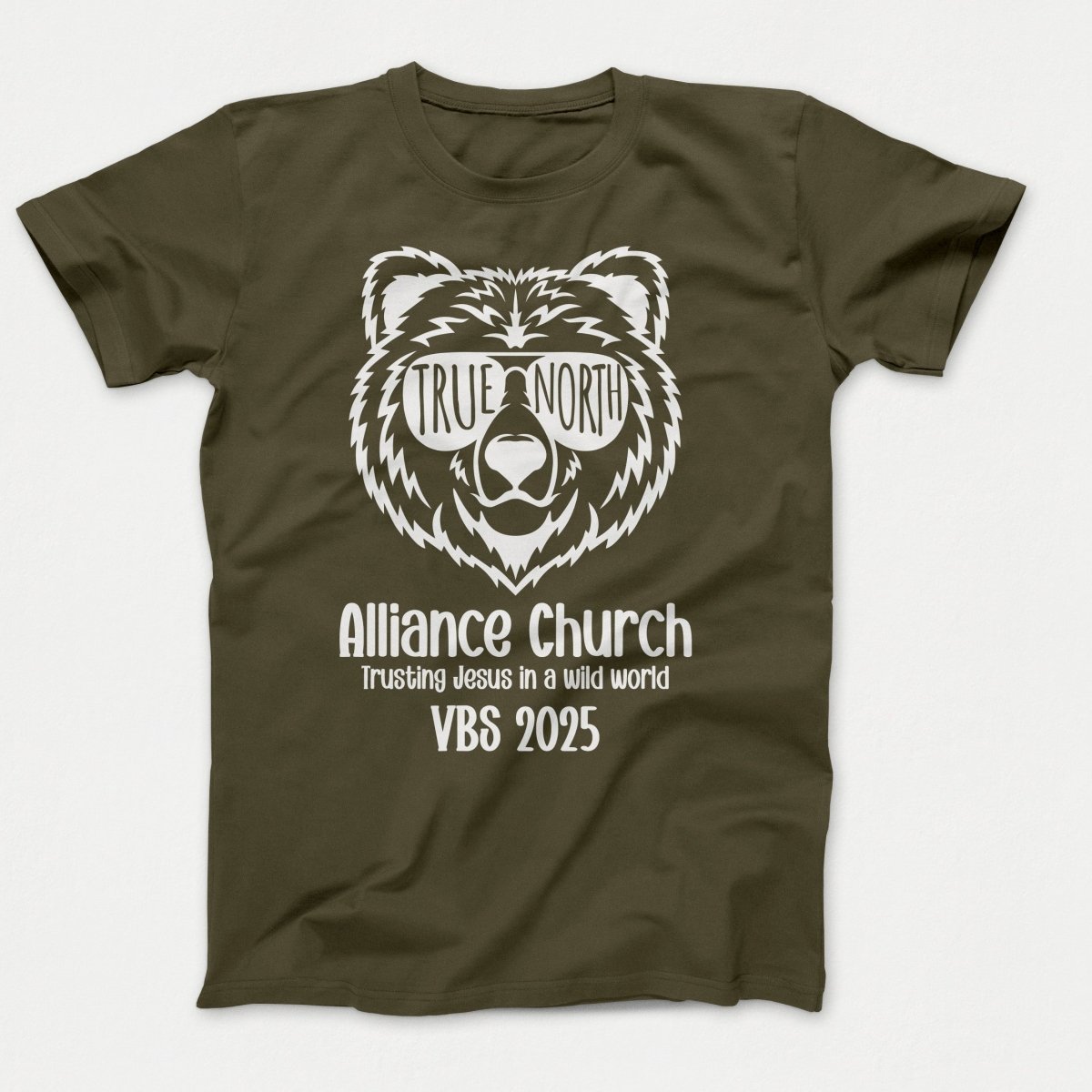 True North VBS Shirts - Bear Face - Adult T-shirts Olive Drab Green - Polkabean